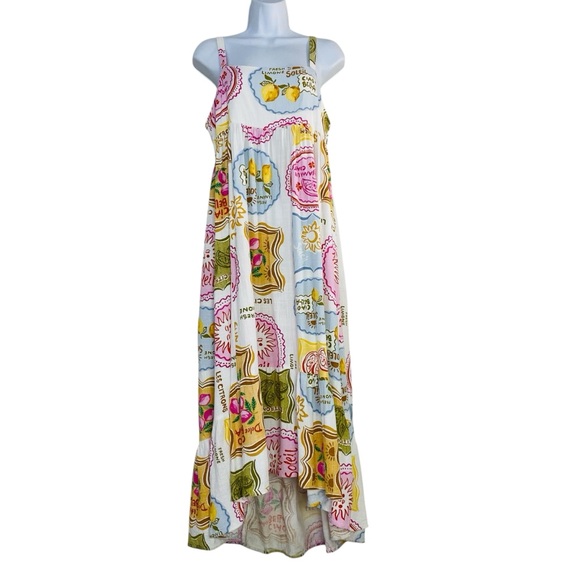 Paper Hearts Citron Amalfi Soleil Linen Blend Coastal Maxi Dress Size L - Picture 2 of 9